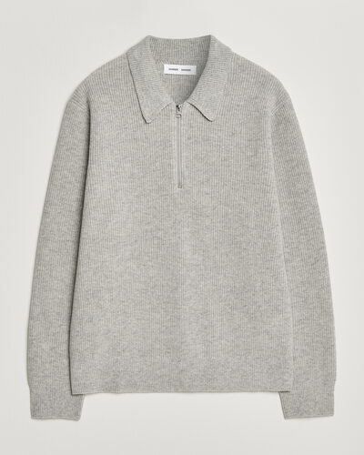 Samsøe Samsøe Isak Knitted Half Zip Polo Grey Melange