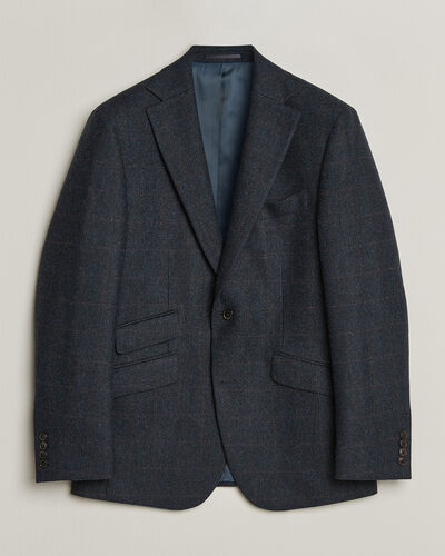 Walker Slater Edward Lambswool Windowpane Blazer Navy