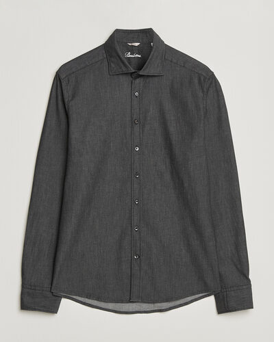 Stenströms Slimline Garment Washed Shirt Black Denim
