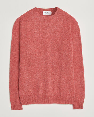 Harley Of Scotland Brushed Supersoft Lambswool Crewneck Tea Rose