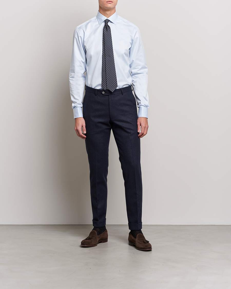 Herren | Businesshemden | Stenströms | Fitted Body Shirt Double Cuff Blue