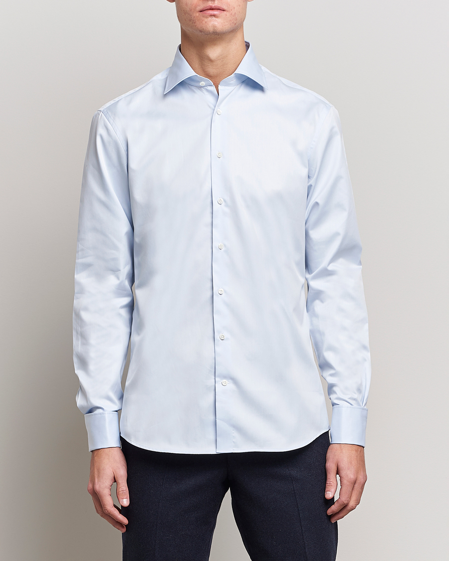 Herren | Hemden | Stenströms | Fitted Body Shirt Double Cuff Blue