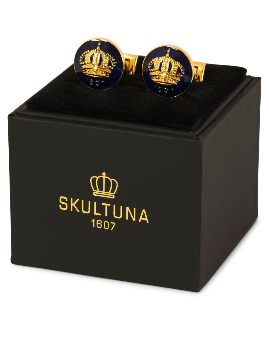 Herren | Skultuna Cuff Links The Crown Gold/Royal Blue | Skultuna | Cuff Links The Crown Gold/Royal Blue