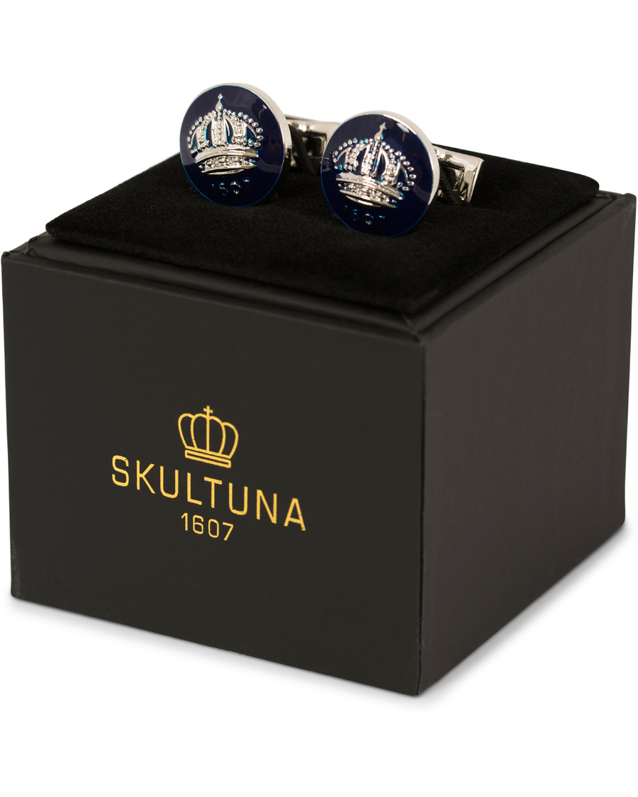 Herren | Skultuna Cuff Links The Crown Silver/Royal Blue | Skultuna | Cuff Links The Crown Silver/Royal Blue