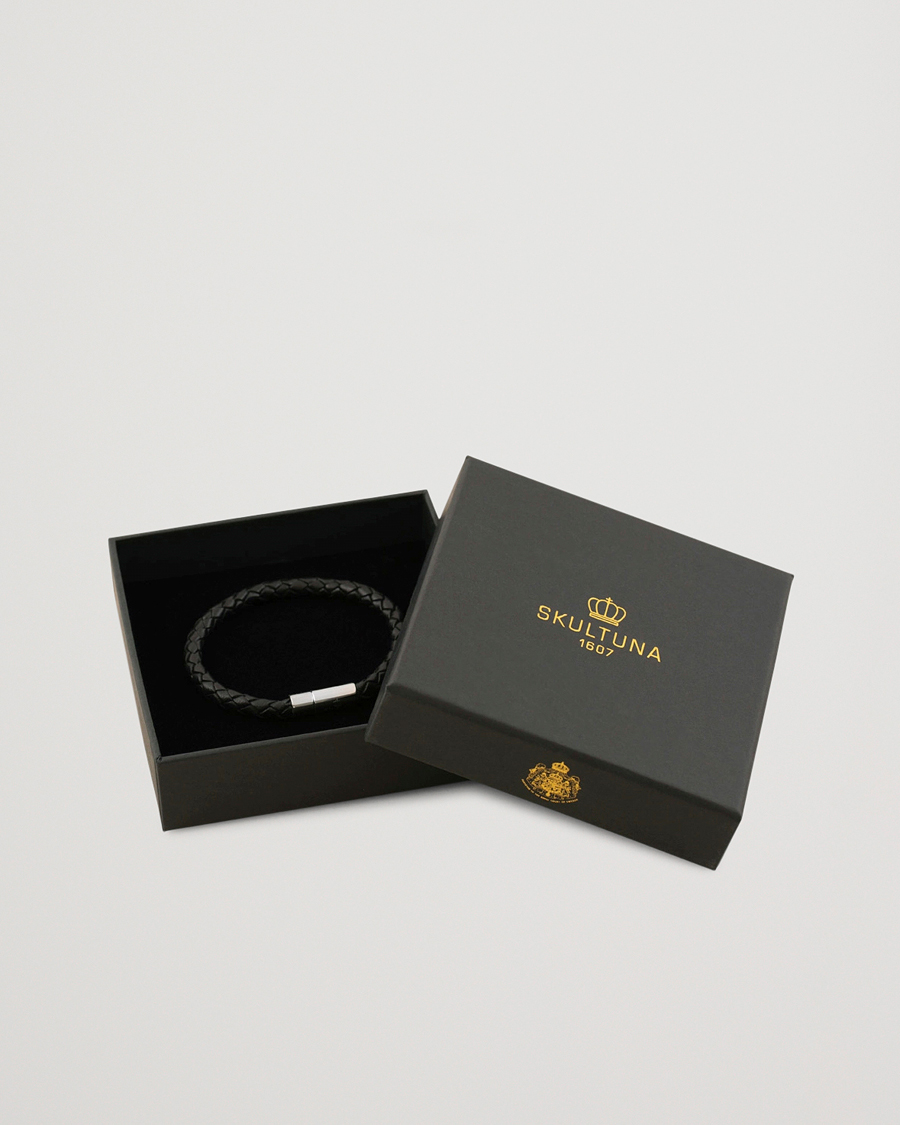 Herren | Schmuck | Skultuna | One Row Leather Bracelet Black Steel