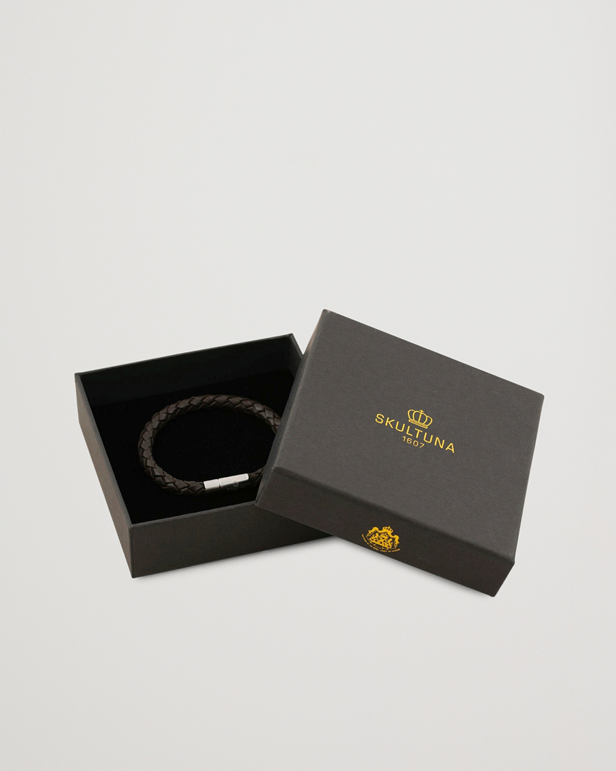 Herren | Schmuck | Skultuna | One Row Leather Bracelet Dark Brown Steel