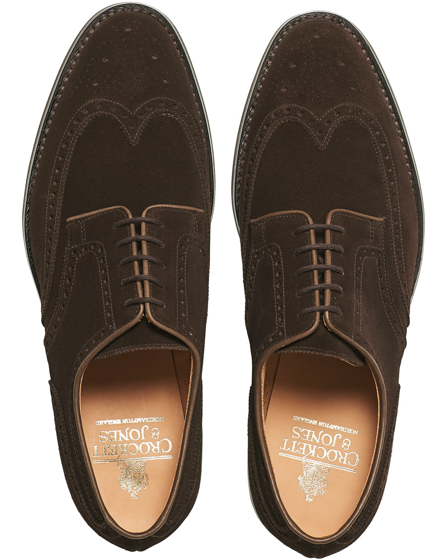 Herren | Crockett & Jones Swansea Brogue Dark Brown Suede | Crockett & Jones | Swansea Brogue Dark Brown Suede