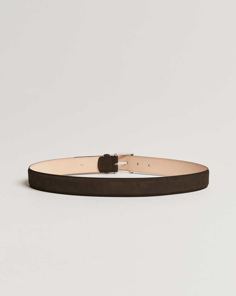 Herren | Gürtel | Crockett & Jones | Belt 3,2 cm Dark Brown Suede
