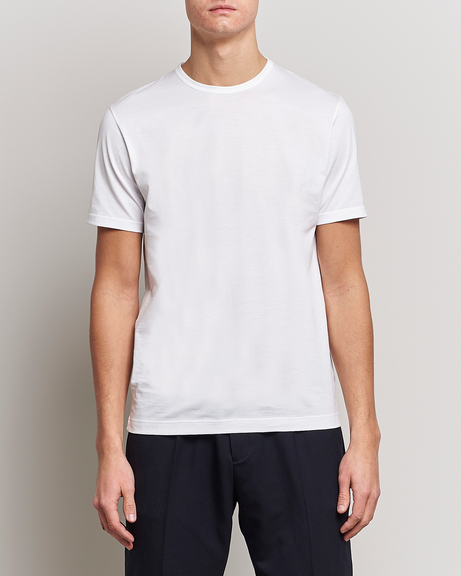 Herren | T-Shirts | Sunspel | Crew Neck Q82 Cotton T-Shirt White
