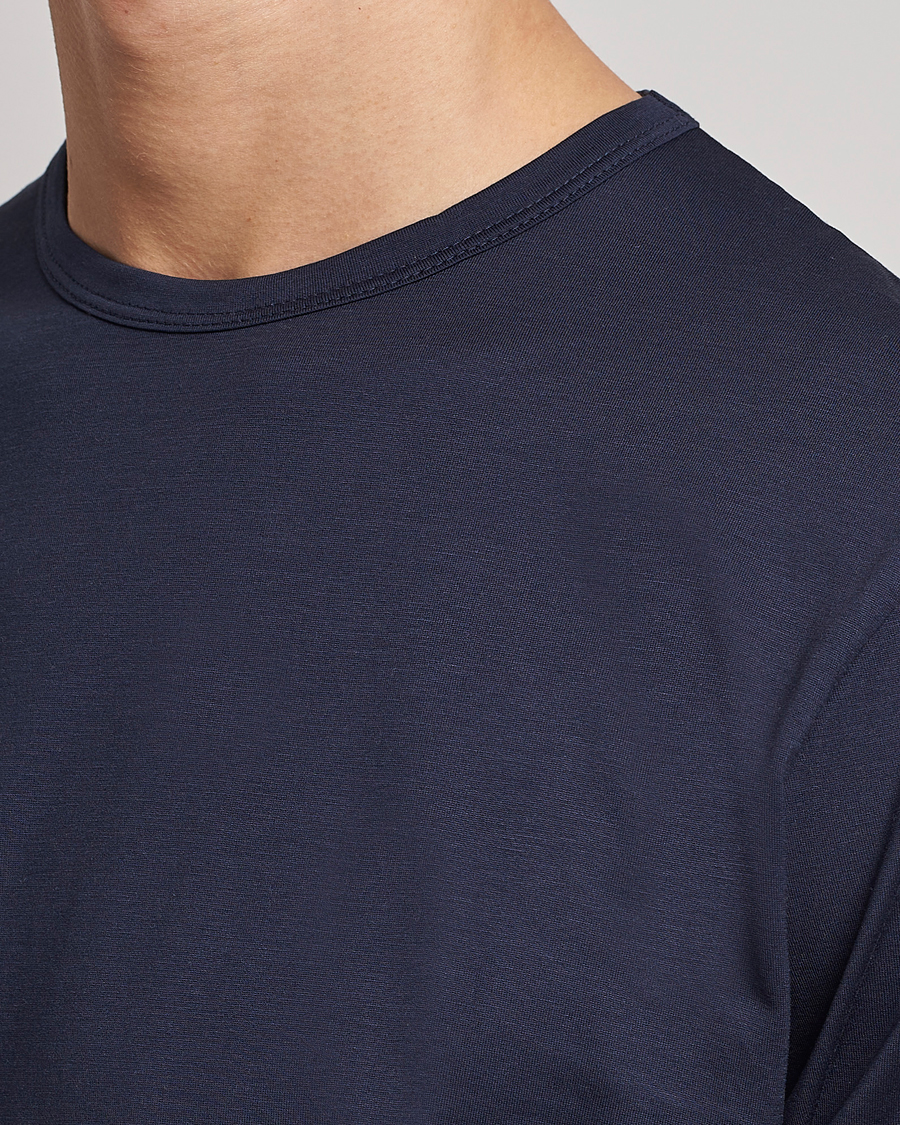 Herren | T-Shirts | Sunspel | Crew Neck Q82 Cotton T-Shirt Navy