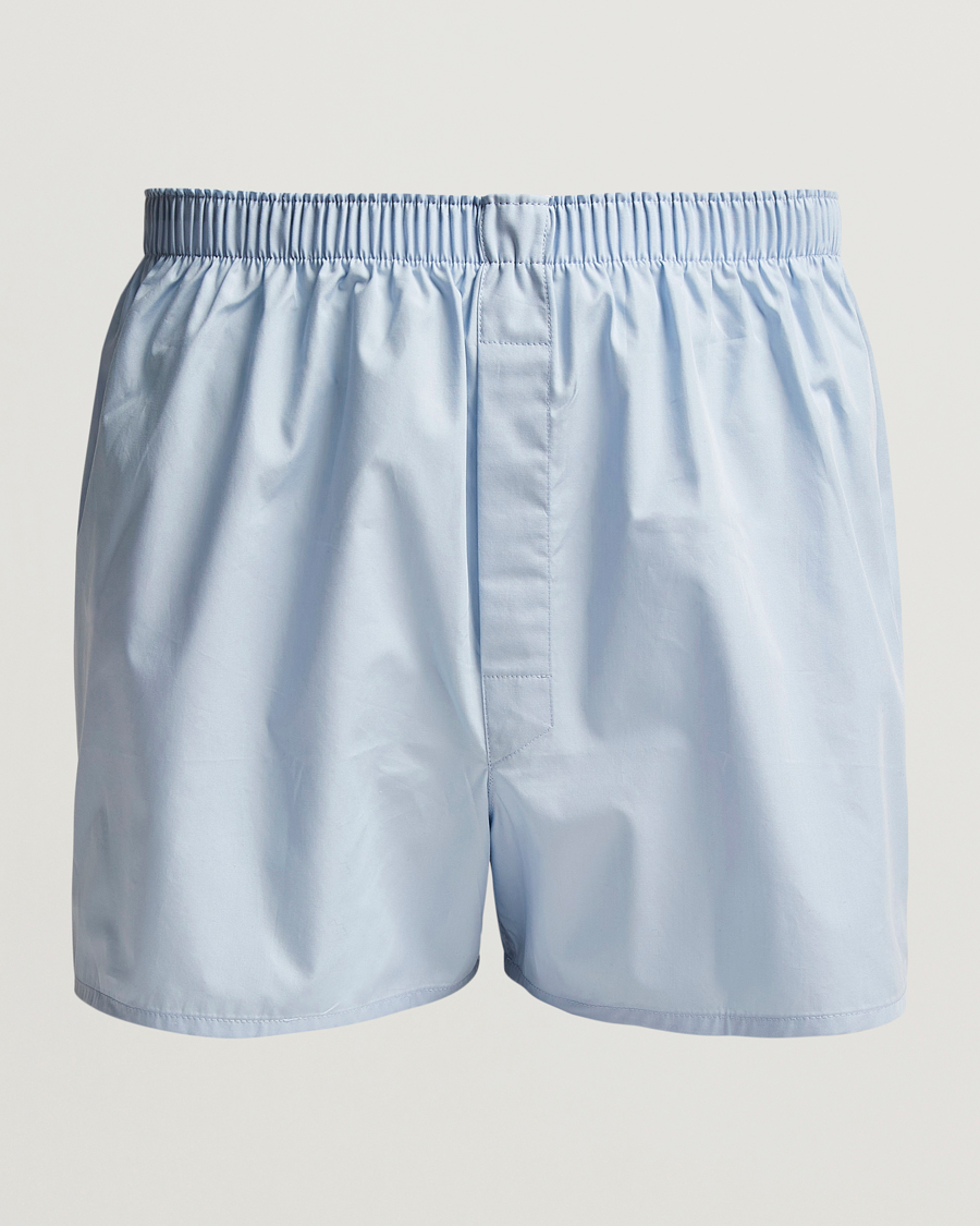 Herren | Unterwäsche | Sunspel | Classic Woven Cotton Boxer Shorts Plain Blue