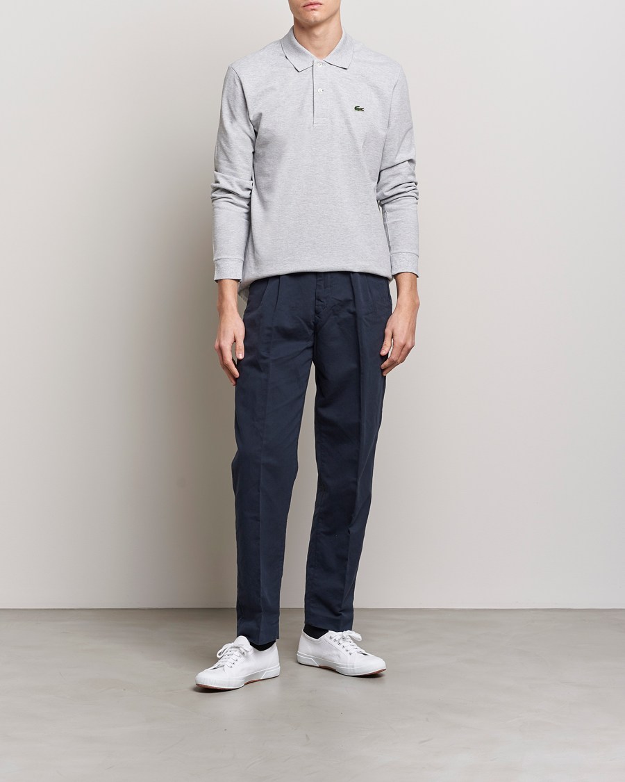 Herren | Poloshirts | Lacoste | Original Long Sleeve Polo Piké Silver Chine