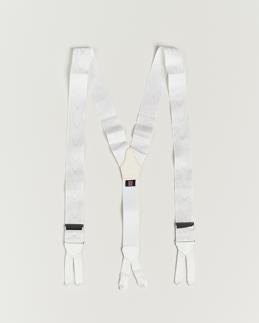 Herren | Albert Thurston Moiré Braces 40mm White | Albert Thurston | Moiré Braces 40mm White