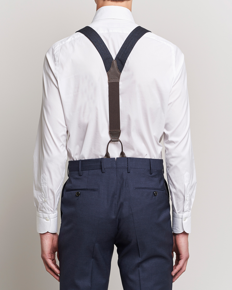 Herren | Hosenträger | Albert Thurston | Herringbone Braces 40mm Dark Blue