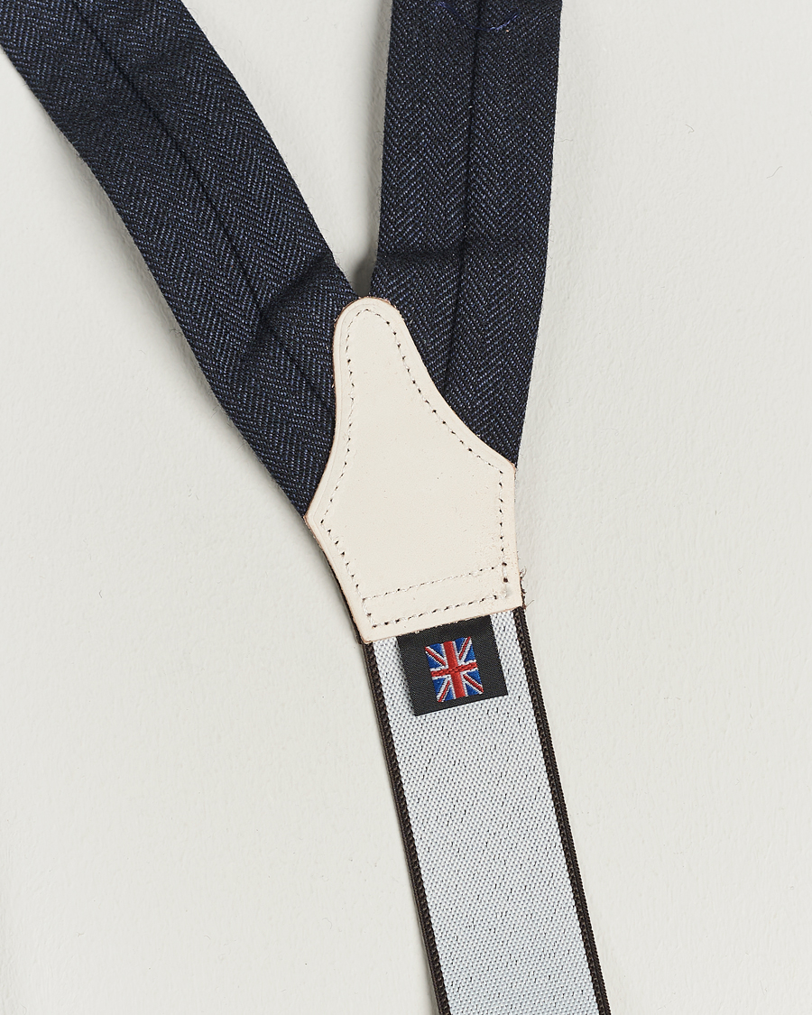 Herren | Hosenträger | Albert Thurston | Herringbone Braces 40mm Dark Blue
