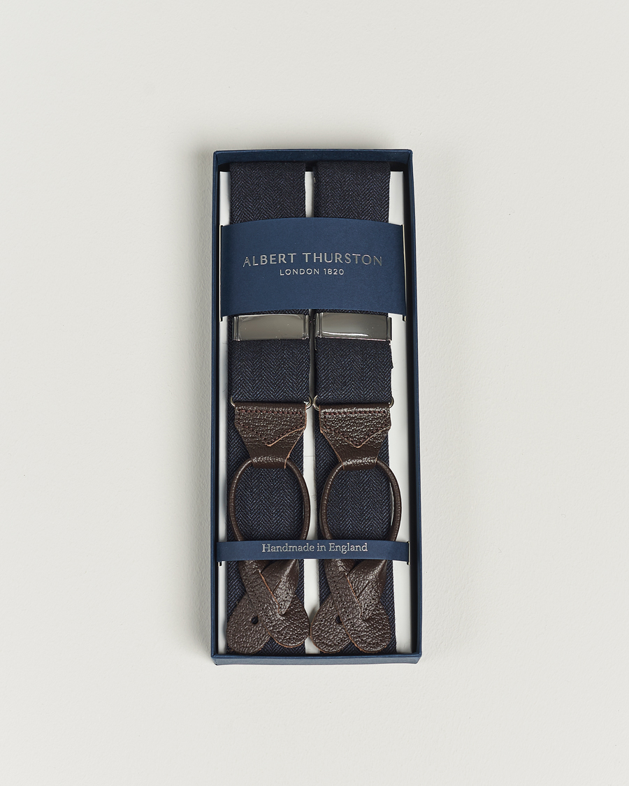 Herren | Hosenträger | Albert Thurston | Herringbone Braces 40mm Dark Blue