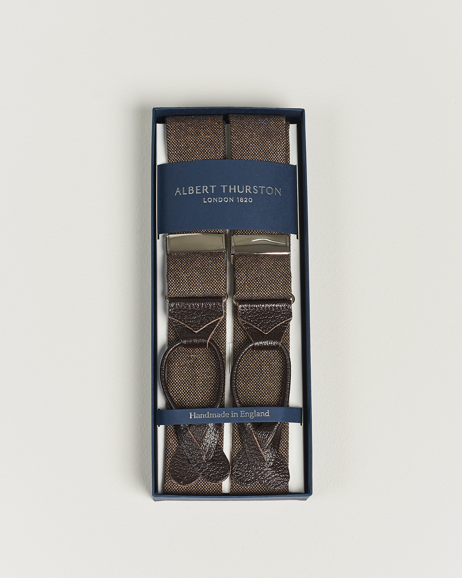 Herren | Albert Thurston Donegal Tweed Braces 40mm Dark Brown | Albert Thurston | Donegal Tweed Braces 40mm Dark Brown