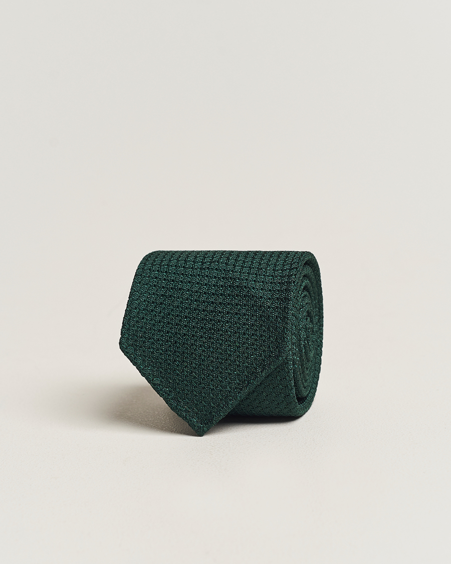 Herren | Krawatten | Drake's | Large Knot Handrolled Grenadine Silk Tie Green