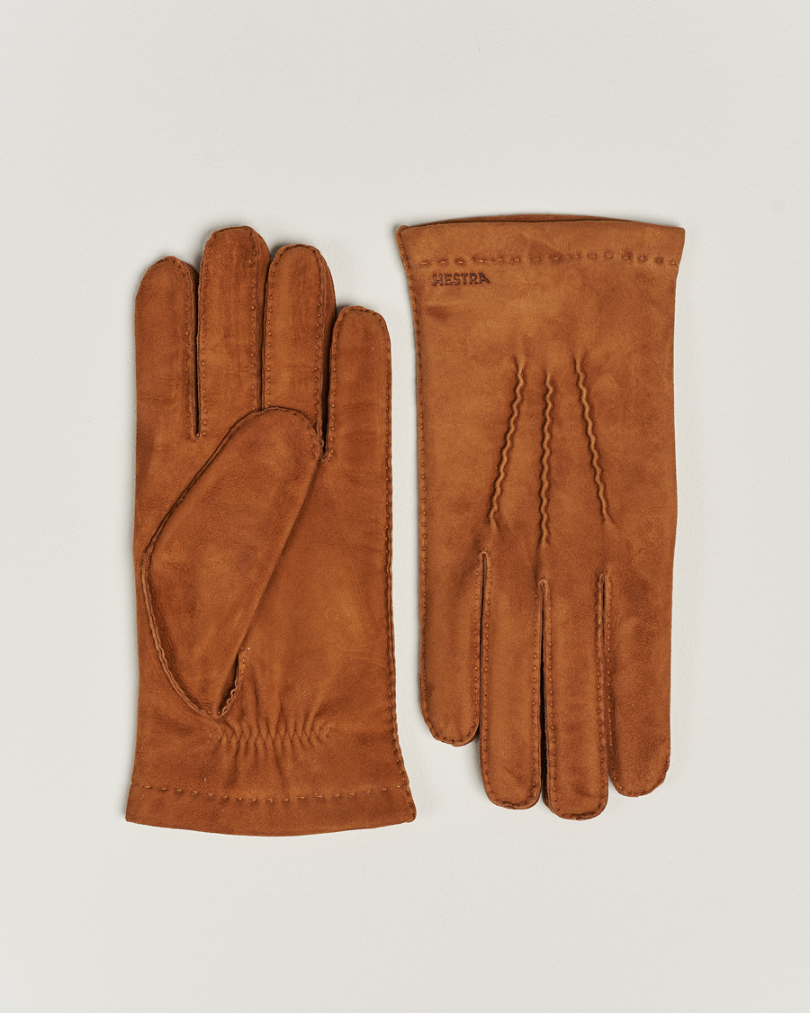 Herren | Hestra Arthur Wool Lined Suede Glove Cognac | Hestra | Arthur Wool Lined Suede Glove Cognac