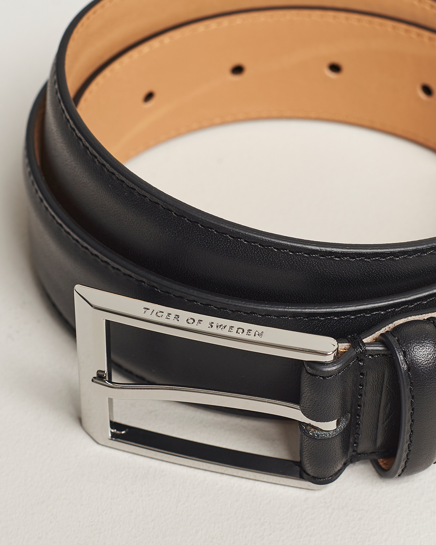 Herren | Business & Beyond | Tiger of Sweden | Helmi Leather 3,5 cm Belt Black