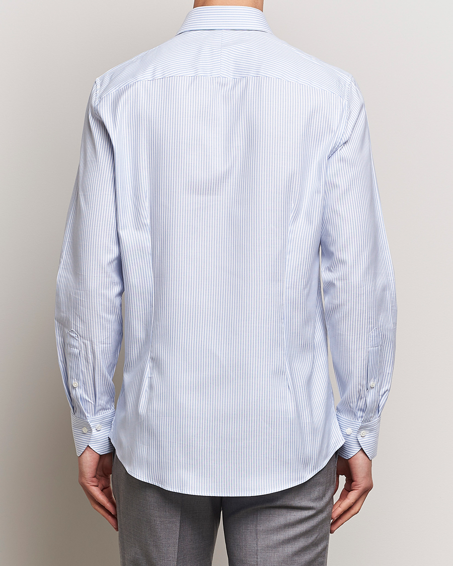 Herren | Hemden | Stenströms | 1899 Slimline Supima Cotton Striped Shirt White/Blue