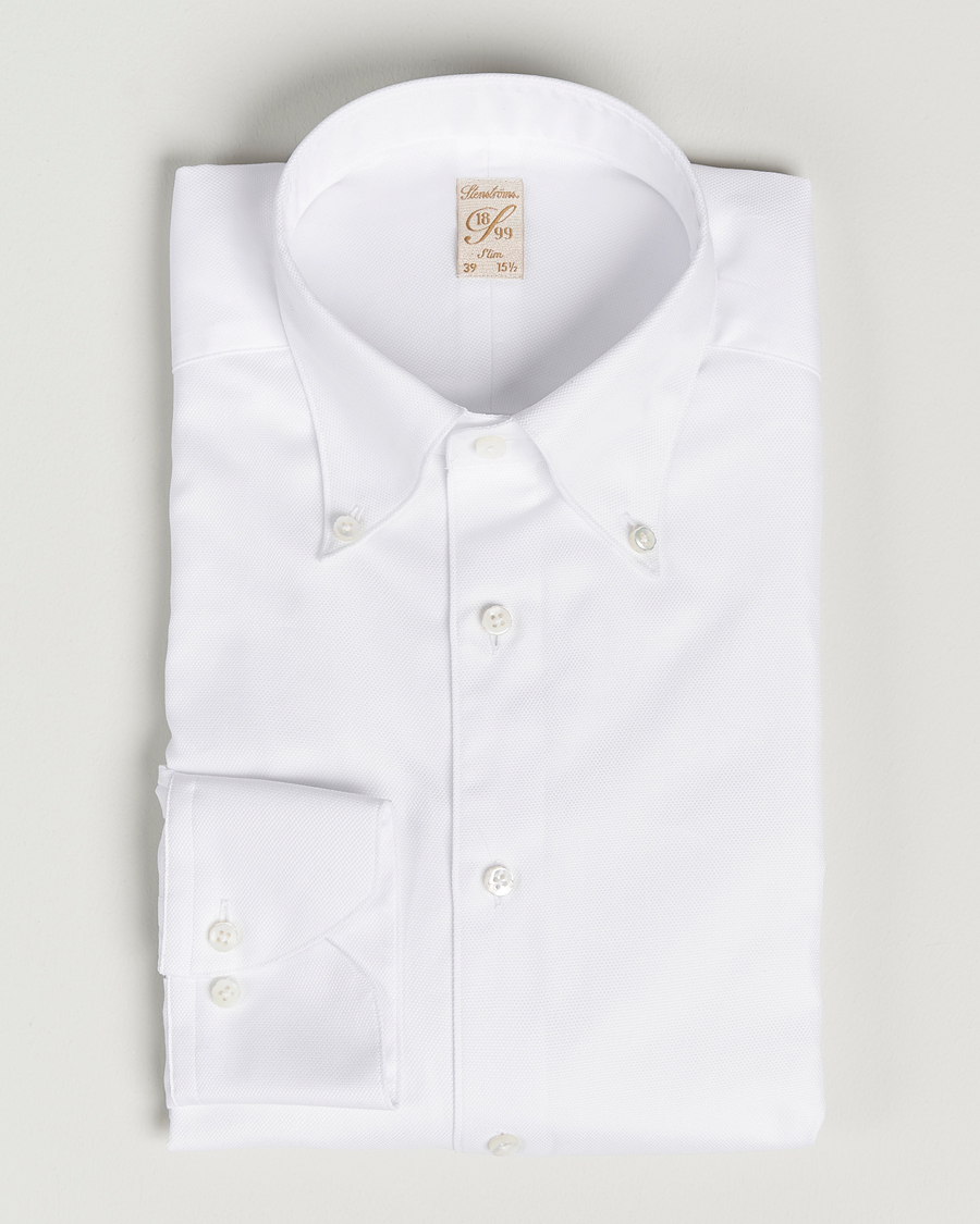 Herren | Hemden | Stenströms | 1899 Slimline Supima Cotton Structure Shirt White