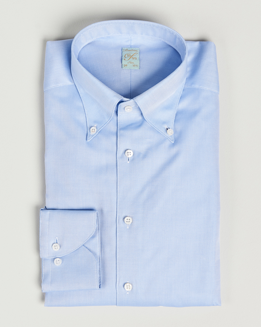 Herren | Hemden | Stenströms | 1899 Slimline Supima Cotton Structure Shirt Blue