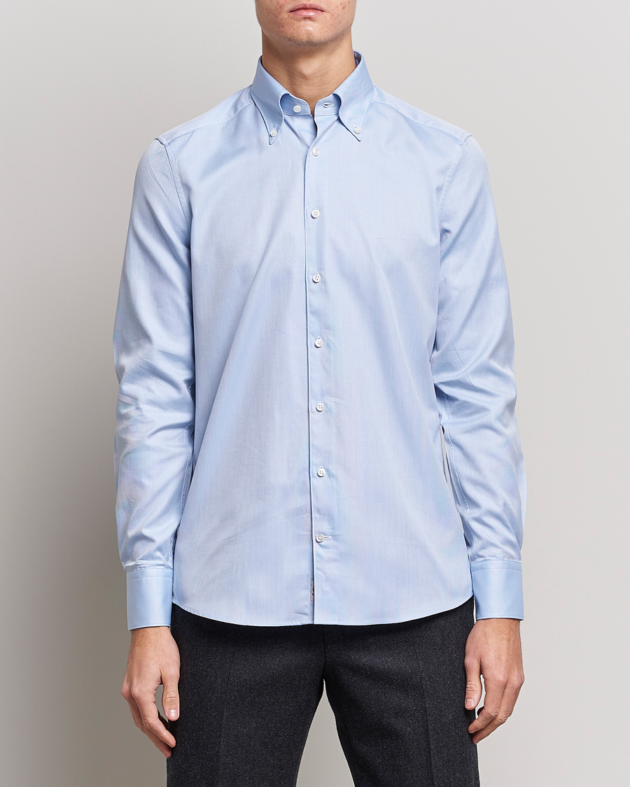 Herren | Hemden | Stenströms | 1899 Slimline Supima Cotton Structure Shirt Blue