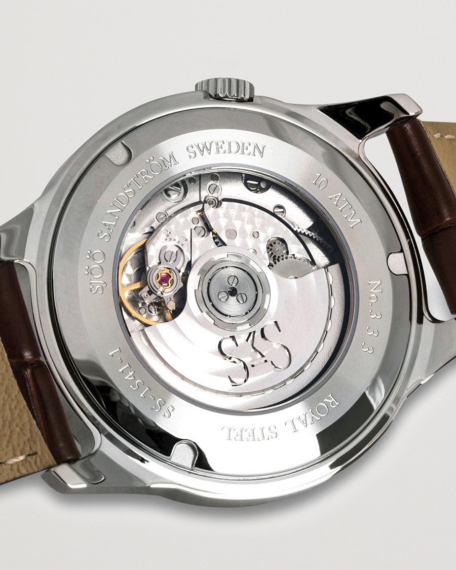 Herren | Sjöö Sandström Royal Steel Classic 41mm Ivory and Brown Alligator | Sjöö Sandström | Royal Steel Classic 41mm Ivory and Brown Alligator