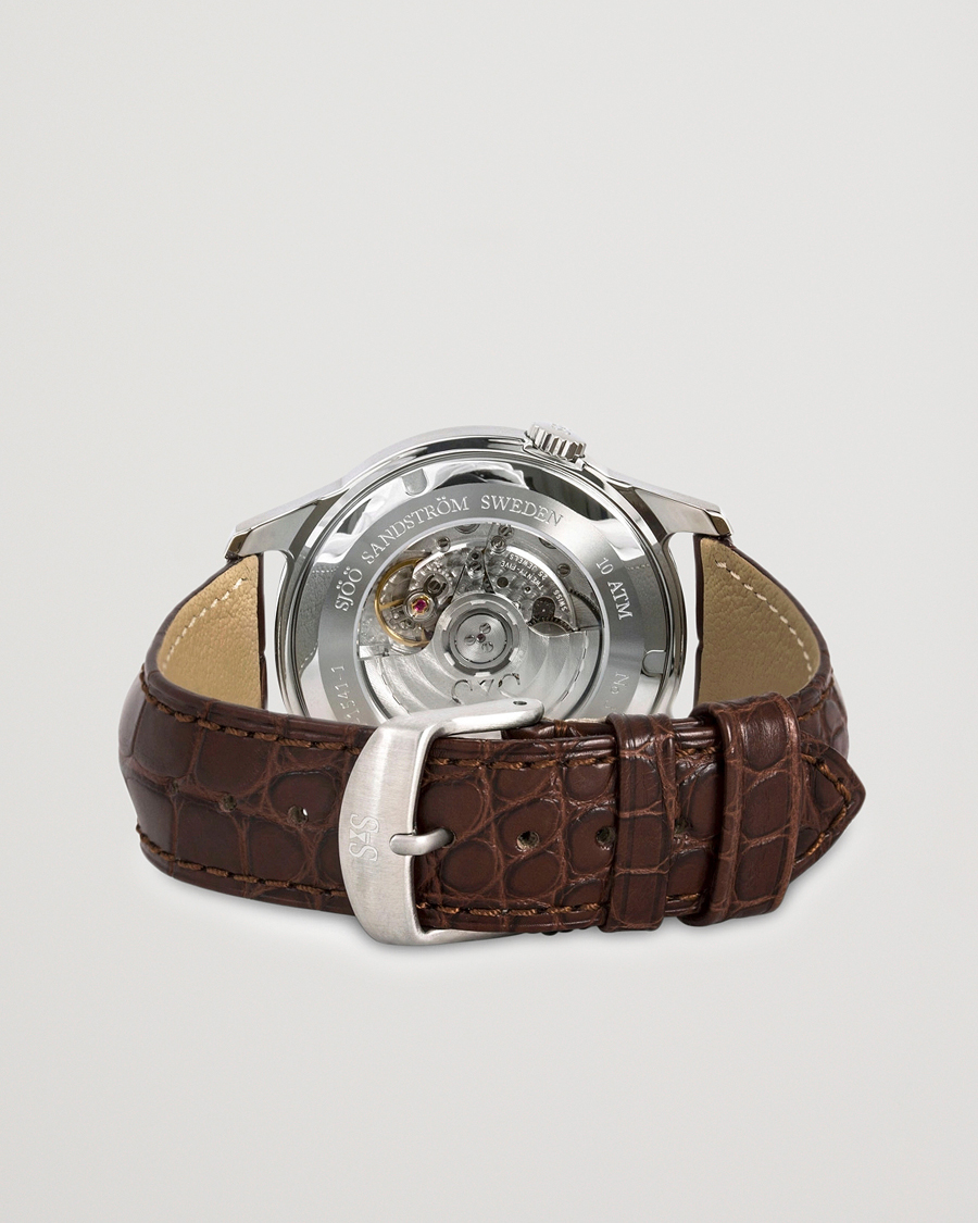Herren | Sjöö Sandström Royal Steel Classic 41mm Ivory and Brown Alligator | Sjöö Sandström | Royal Steel Classic 41mm Ivory and Brown Alligator
