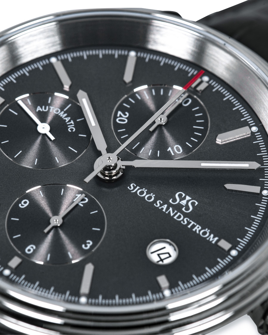 Herren | Sjöö Sandström Royal Steel Chronograph Grey and Grey Alligator 42 mm | Sjöö Sandström | Royal Steel Chronograph Grey and Grey Alligator 42 mm