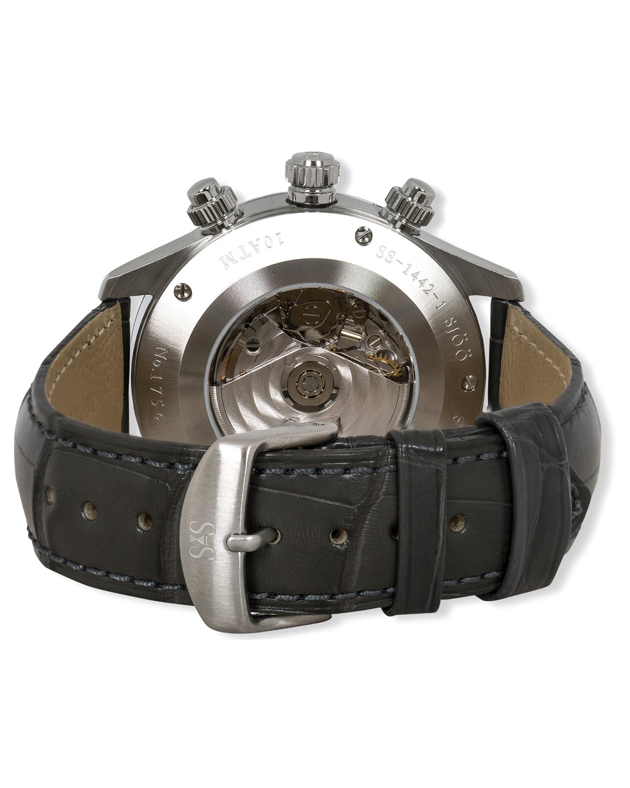 Herren | Sjöö Sandström Royal Steel Chronograph Grey and Grey Alligator 42 mm | Sjöö Sandström | Royal Steel Chronograph Grey and Grey Alligator 42 mm
