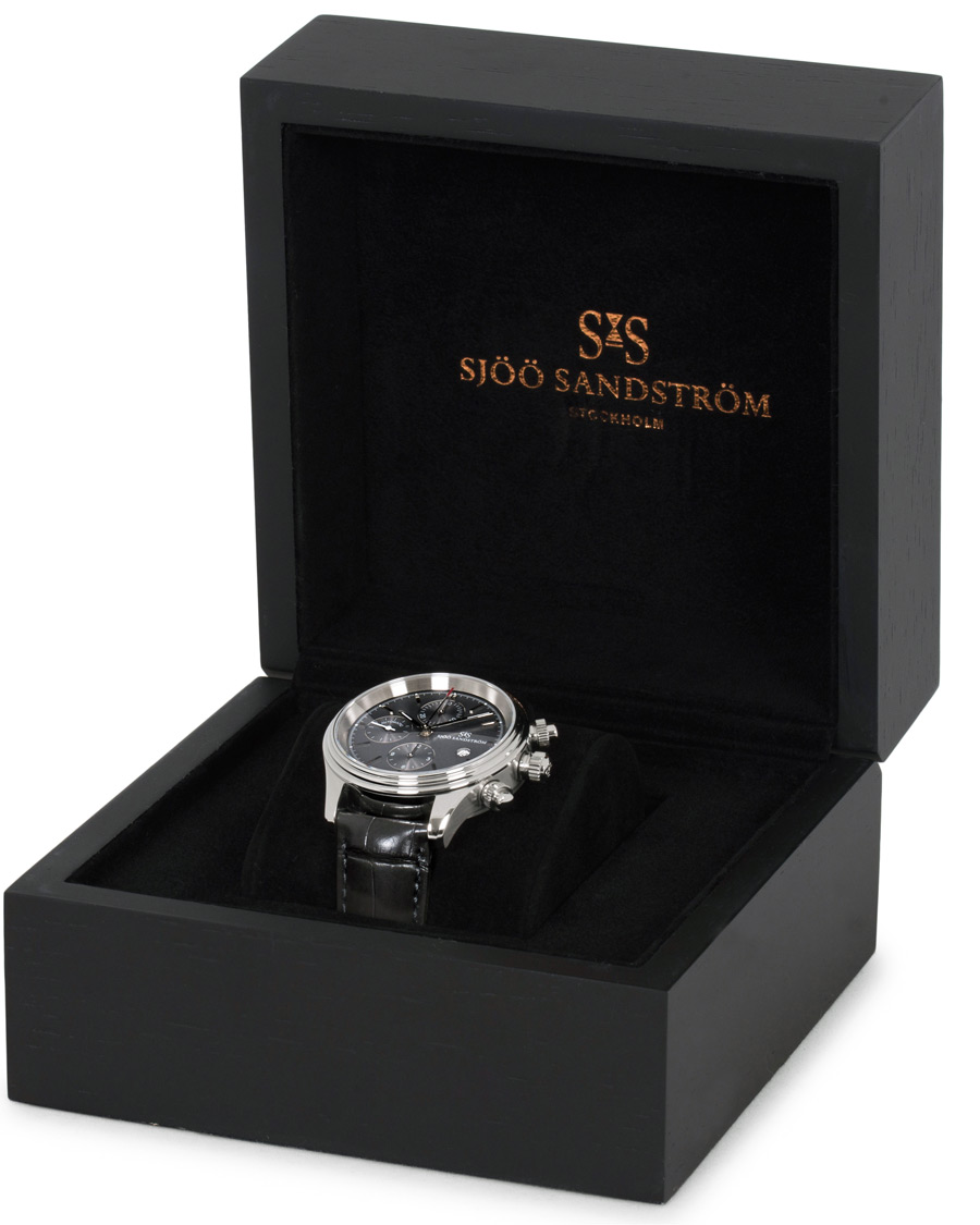 Herren | Sjöö Sandström Royal Steel Chronograph Grey and Grey Alligator 42 mm | Sjöö Sandström | Royal Steel Chronograph Grey and Grey Alligator 42 mm