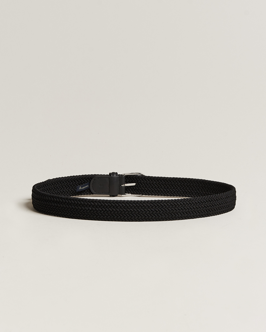 Herren | Business Casual | Anderson\'s | Stretch Woven 3,5 cm Belt Black