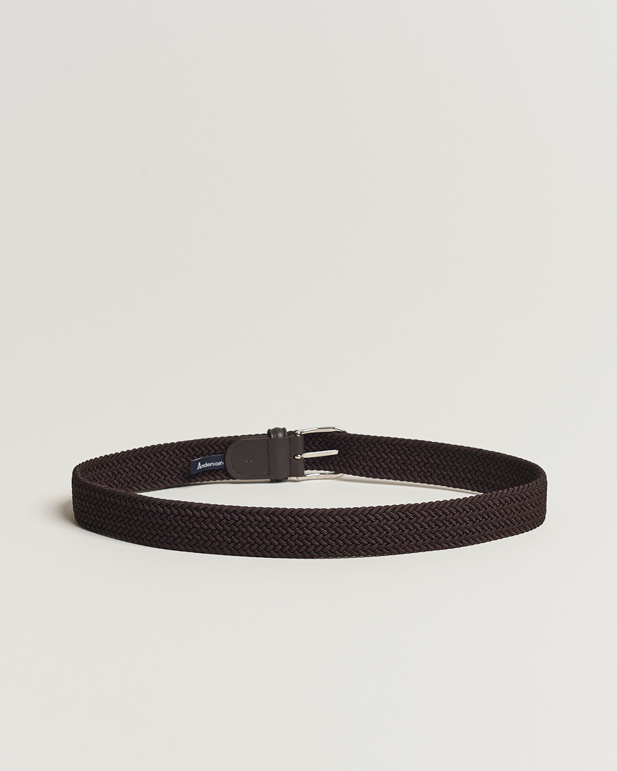Herren | Business Casual | Anderson's | Stretch Woven 3,5 cm Belt Brown