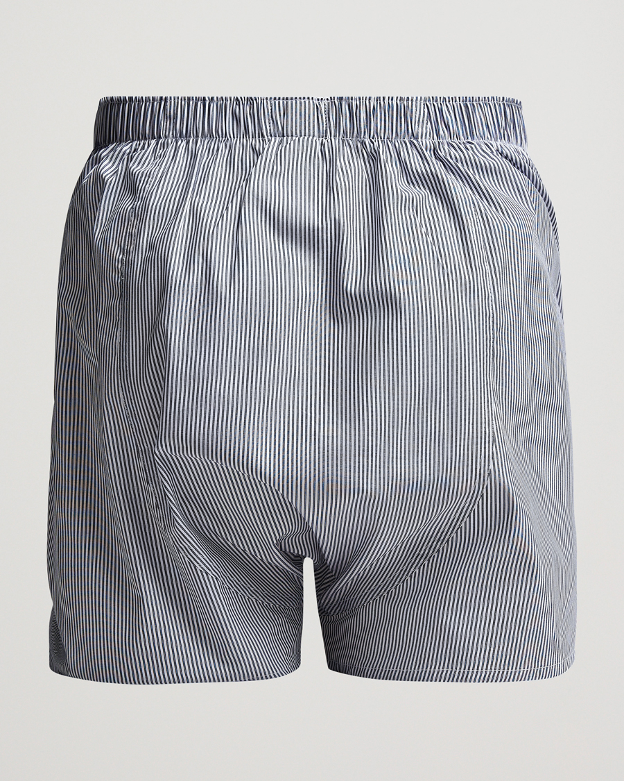 Herren | Best of British | Sunspel | Classic Woven Cotton Boxer Shorts White/Light Blue