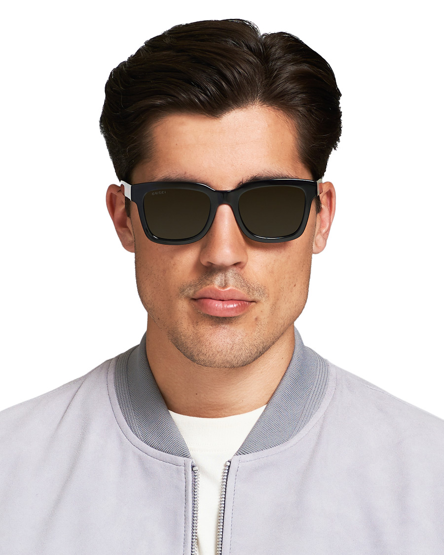 Herren | Gucci GG0001S Sunglasses Black/Green | Gucci | GG0001S Sunglasses Black/Green