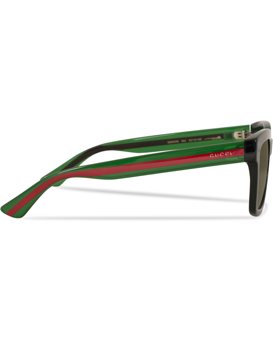 Herren | Gucci GG0001S Sunglasses Black/Green | Gucci | GG0001S Sunglasses Black/Green