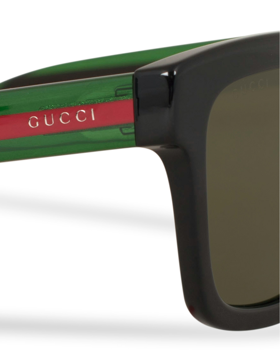 Herren | Gucci GG0001S Sunglasses Black/Green | Gucci | GG0001S Sunglasses Black/Green