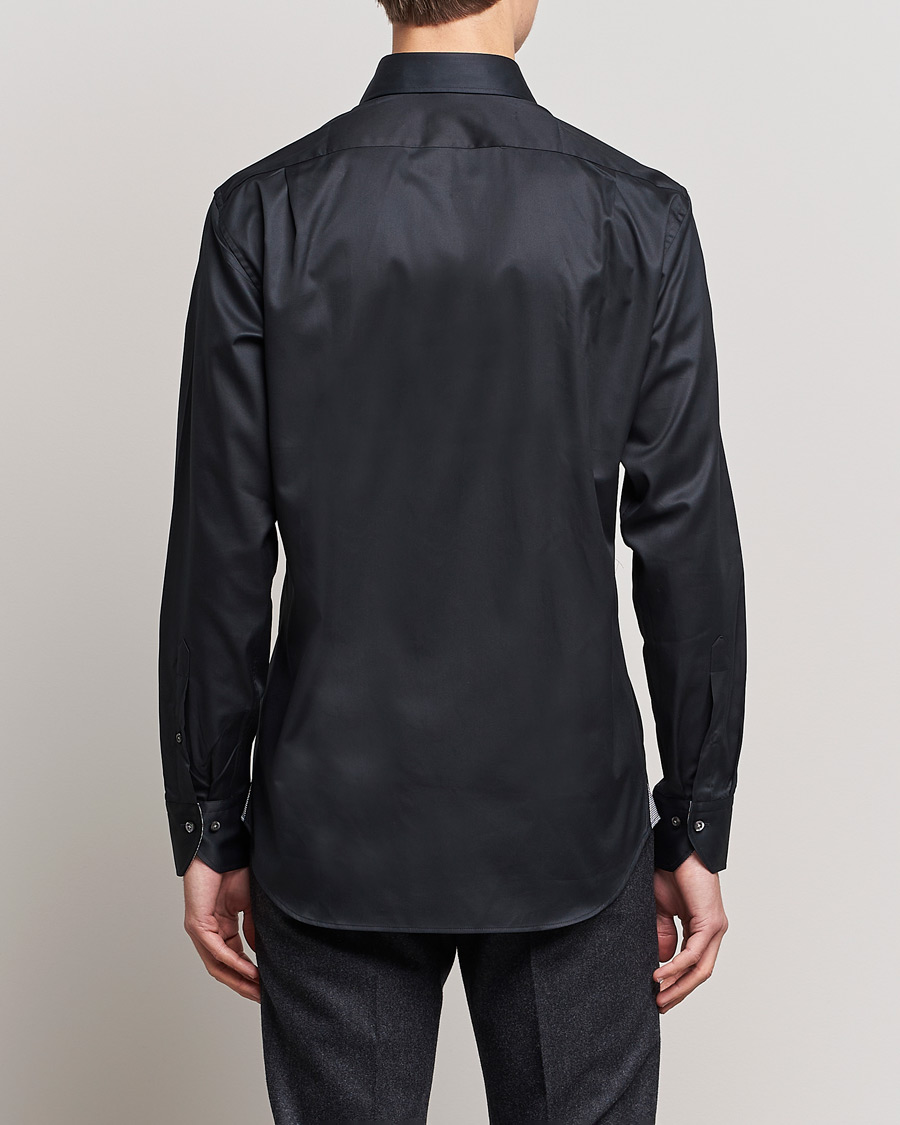 Herren | Hemden | Stenströms | Fitted Body Contrast Shirt Black