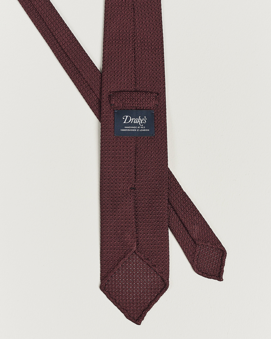 Herren |  | Drake\'s | Silk Grenadine Handrolled 8 cm Tie Wine Red