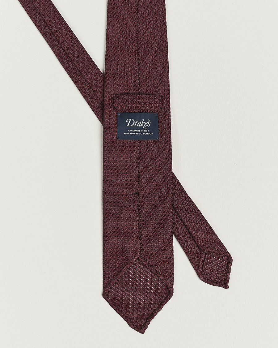 Herren | Drake's Silk Grenadine Handrolled 8 cm Tie Wine Red | Drake's | Silk Grenadine Handrolled 8 cm Tie Wine Red
