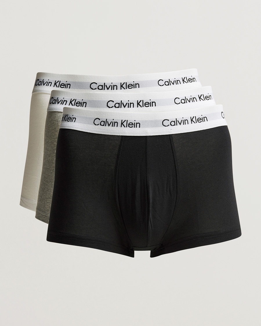 Herren | Unterwäsche | Calvin Klein | Cotton Stretch Low Rise Trunk 3-Pack Black/White/Grey