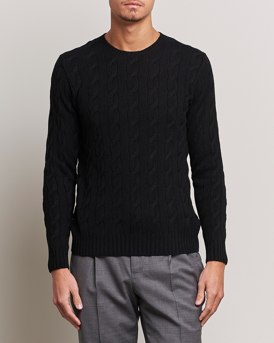 Herren | Pullover | Ralph Lauren Purple Label | Cashmere Cable Crew Neck Sweater Black