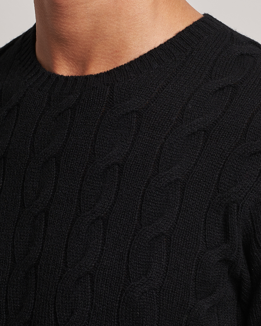Herren | Pullover | Ralph Lauren Purple Label | Cashmere Cable Crew Neck Sweater Black