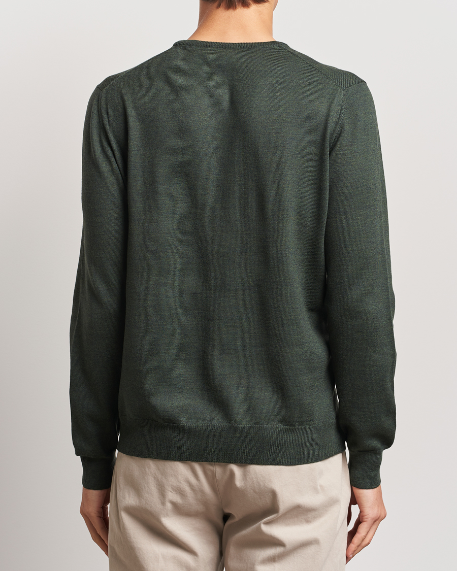 Herren | Pullover | Gran Sasso | Merino Fashion Fit Crew Neck Pullover Olive Melange