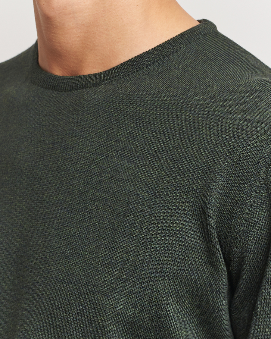 Herren | Pullover | Gran Sasso | Merino Fashion Fit Crew Neck Pullover Olive Melange