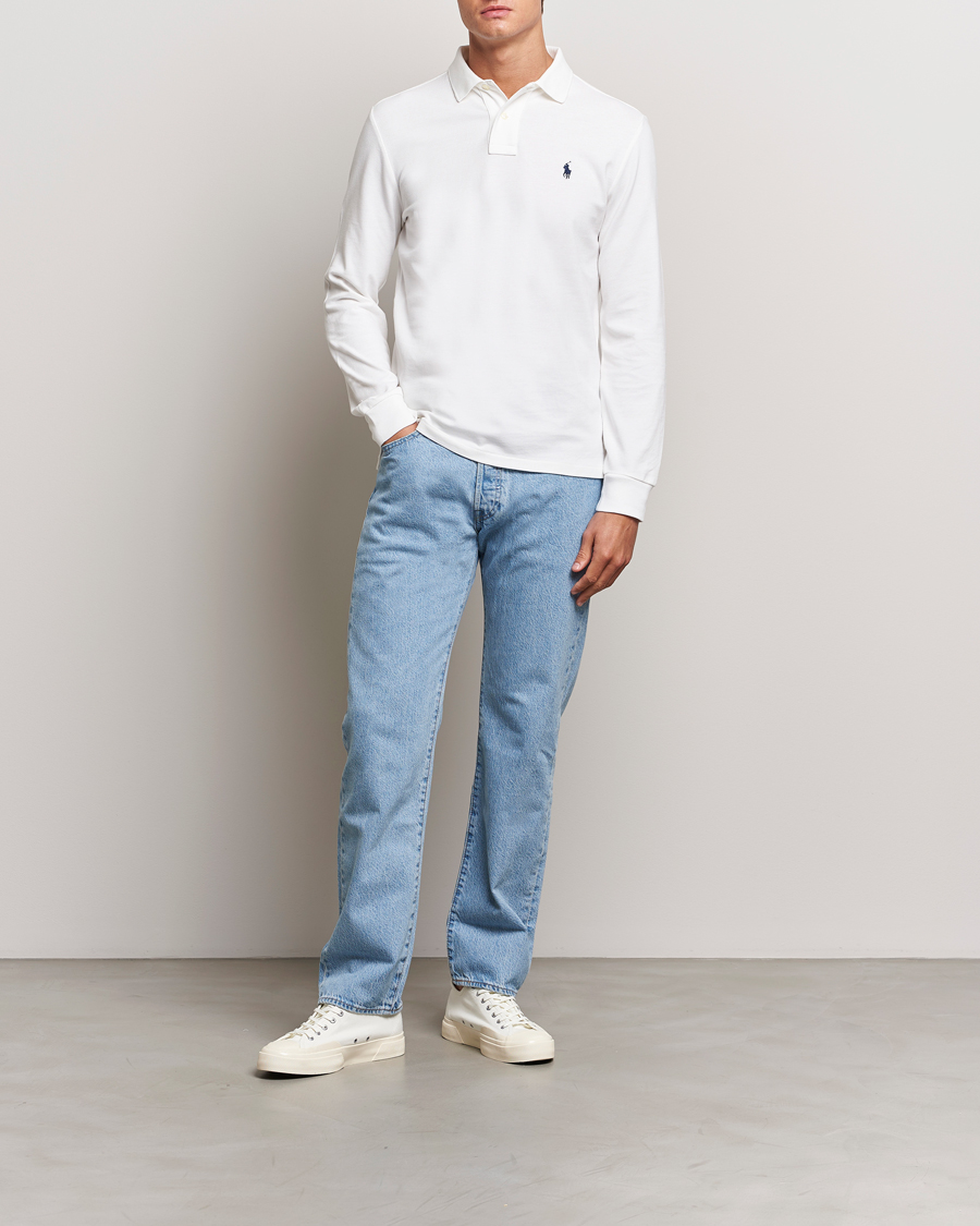 Herren | Poloshirts | Polo Ralph Lauren | Custom Slim Fit Long Sleeve Polo White