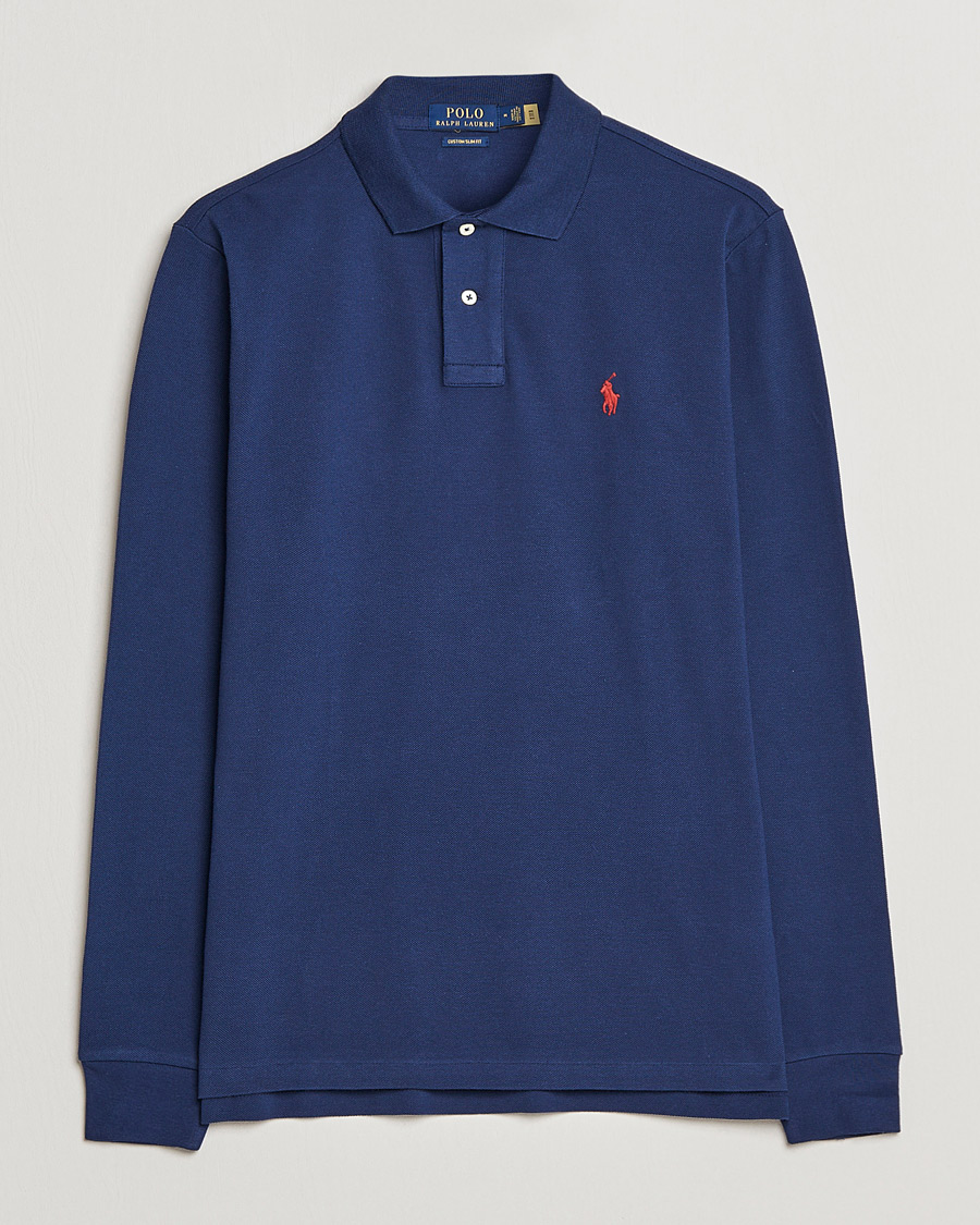 Herren | Poloshirts | Polo Ralph Lauren | Custom Slim Fit Long Sleeve Polo Newport Navy