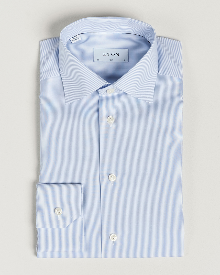 Herren | Hemden | Eton | Slim Fit Poplin Thin Stripe Shirt Blue/White